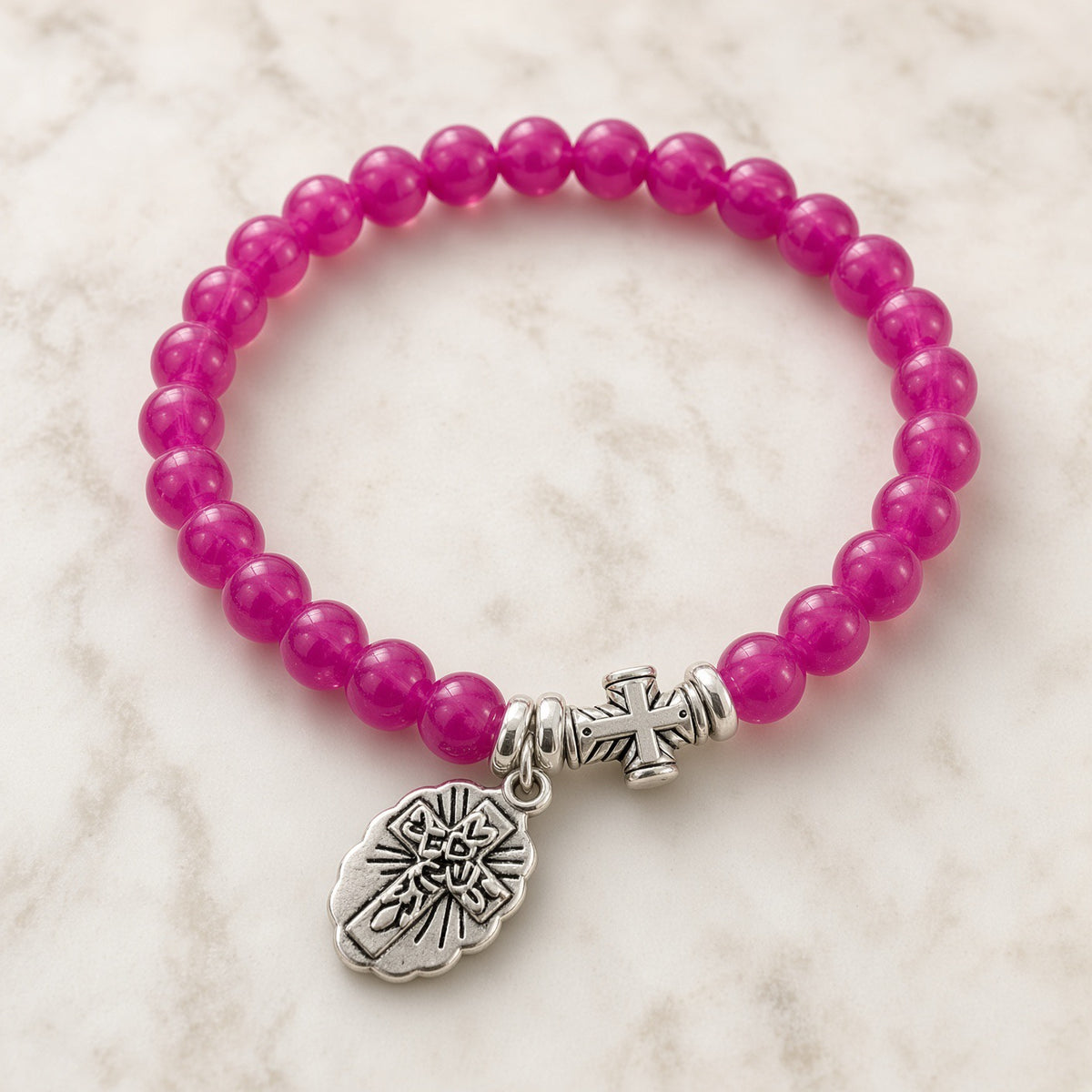 St. Thérèse Bracelet — Bright Pink — Everyday Saints · 3 for $30