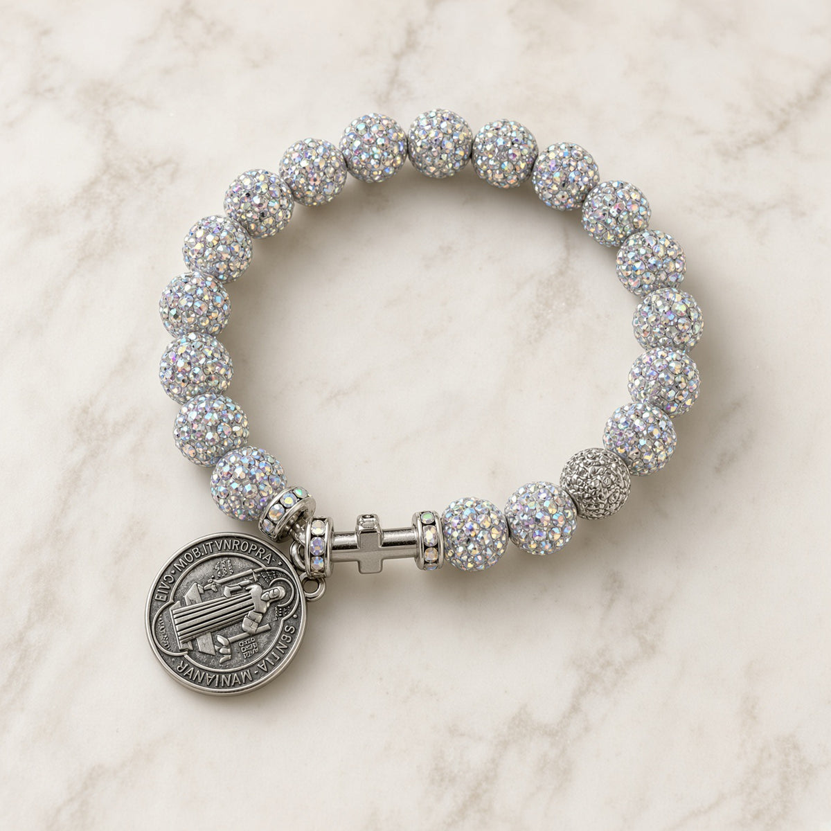 St. Benedict Bracelet — Iridescent Crystal — Everyday Saints · 3 for $30