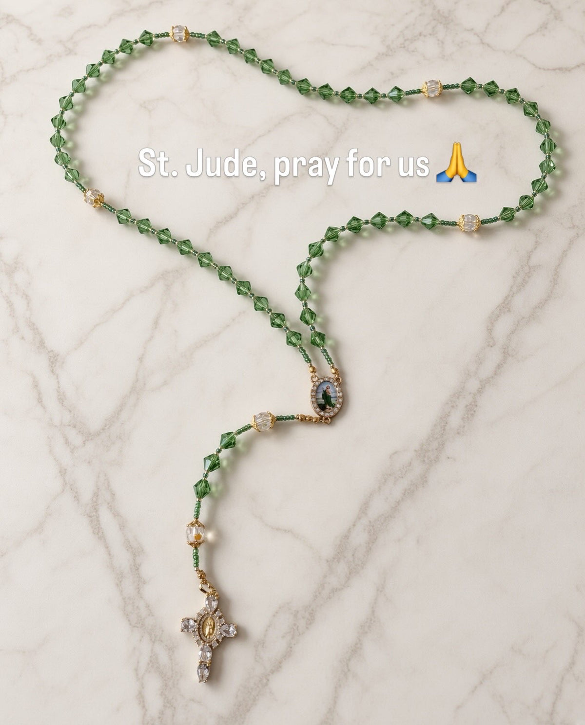 St. Jude Crystal Gold Rosary