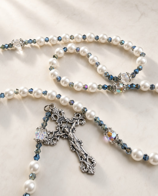 Miraculous Medal, Pearl and Crystal Rosary