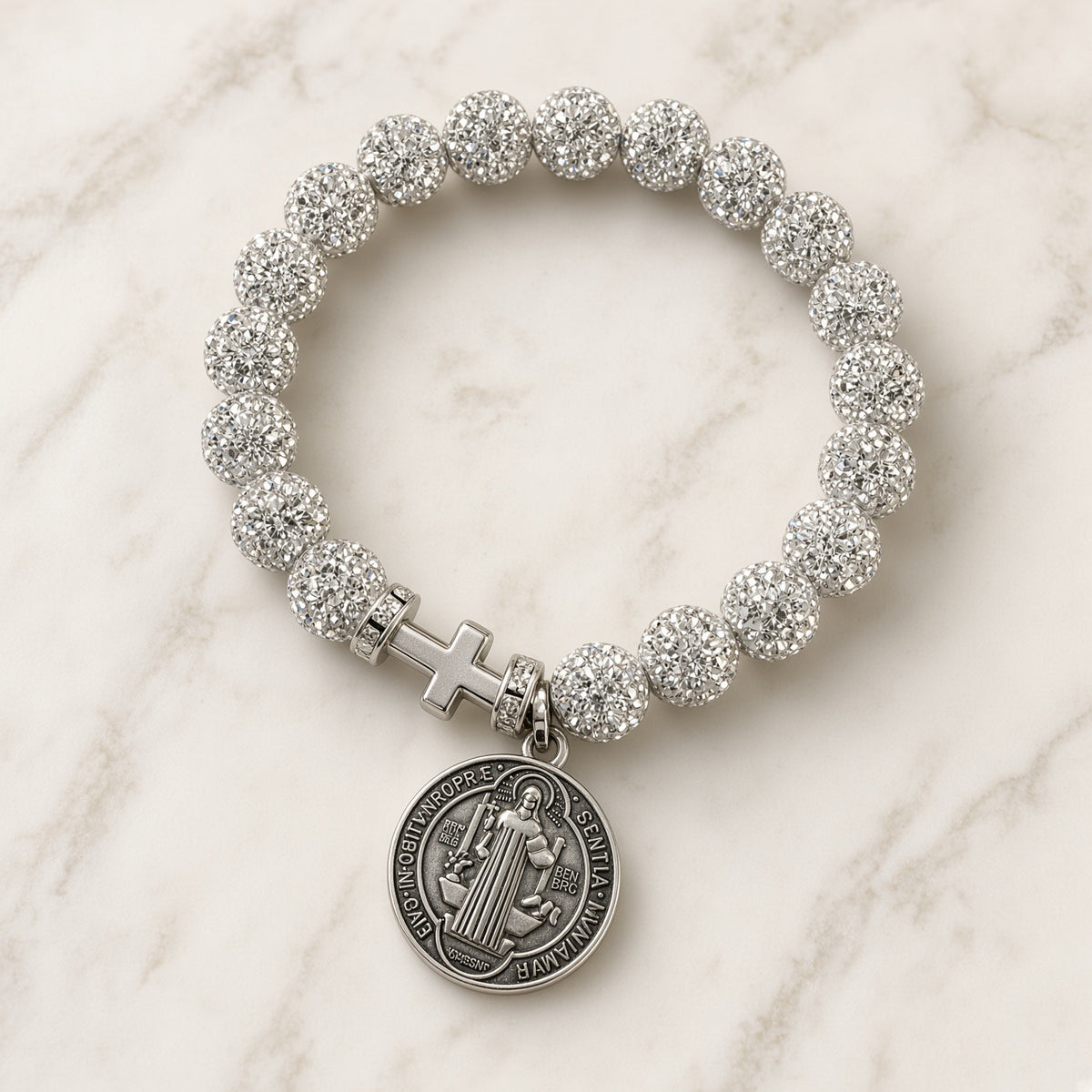 St. Benedict Bracelet — Clear Crystal — Everyday Saints · 3 for $30