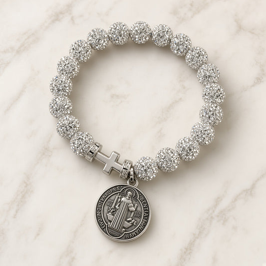 St. Benedict Bracelet — Clear Crystal — Everyday Saints · 3 for $30