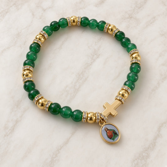 Sacred Heart Bracelet — Emerald & Gold — Everyday Saints · 3 for $30