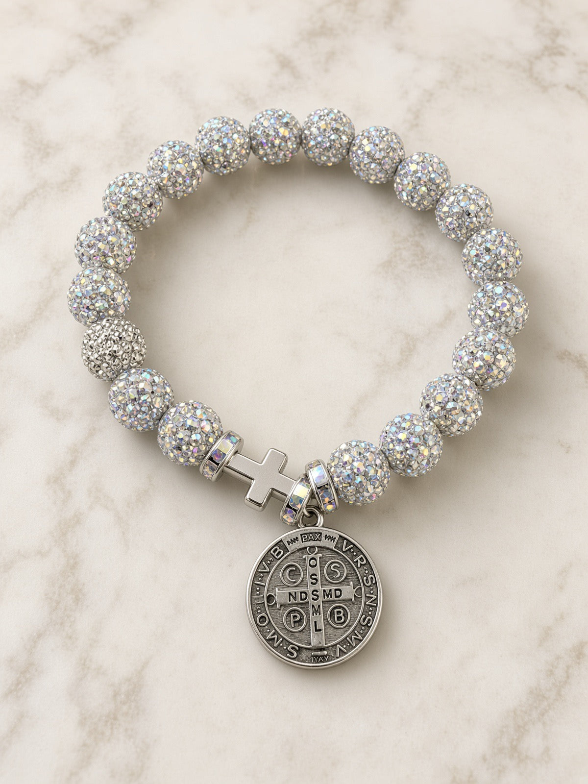 St. Benedict Bracelet — Iridescent Crystal — Everyday Saints · 3 for $30