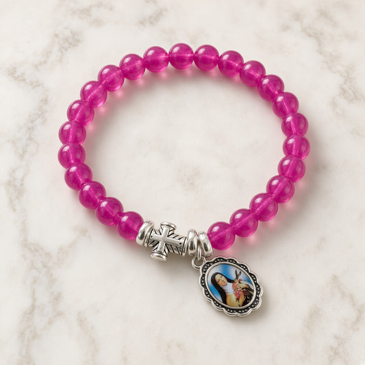 St. Thérèse Bracelet — Bright Pink — Everyday Saints · 3 for $30
