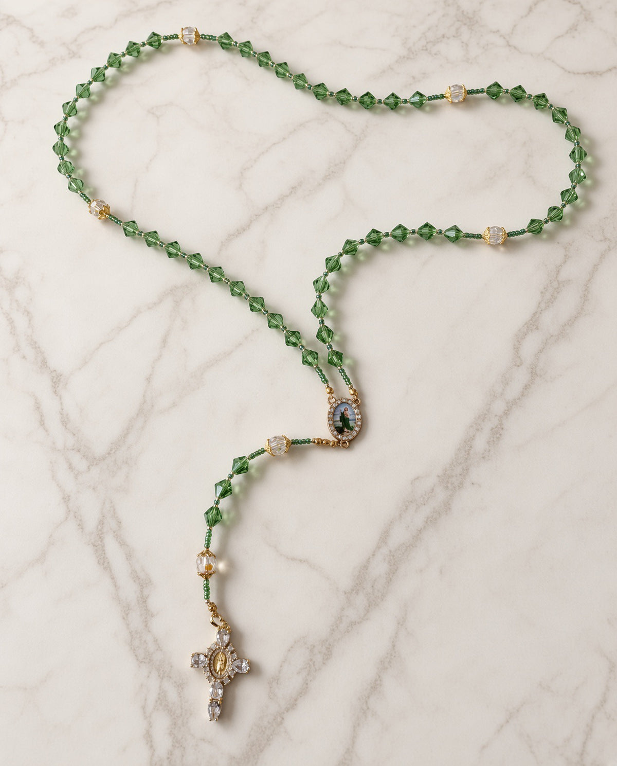 St. Jude Crystal Gold Rosary
