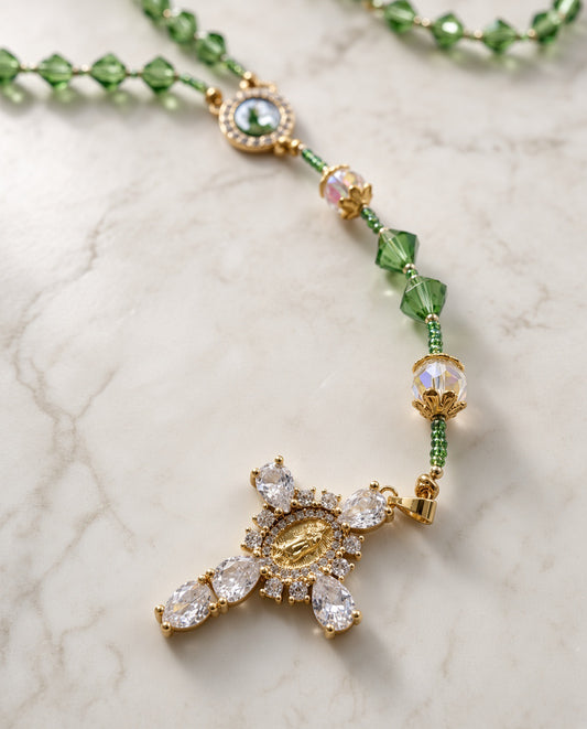 St. Jude Crystal Gold Rosary