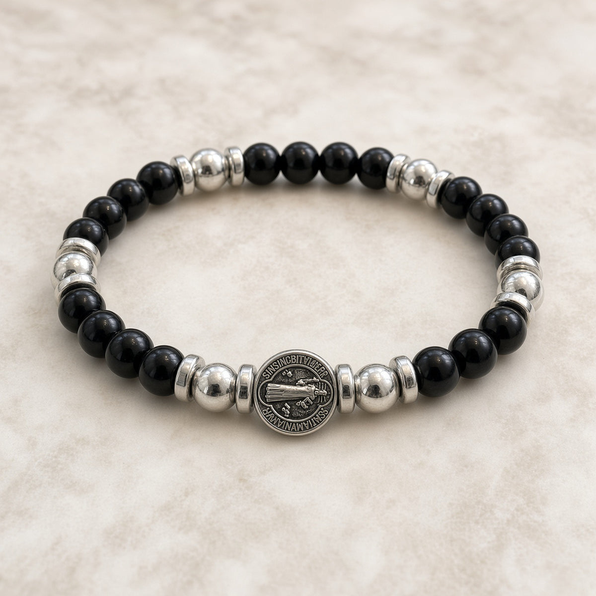 St. Benedict Bracelet — Black & Silver — Everyday Saints · 3 for $30