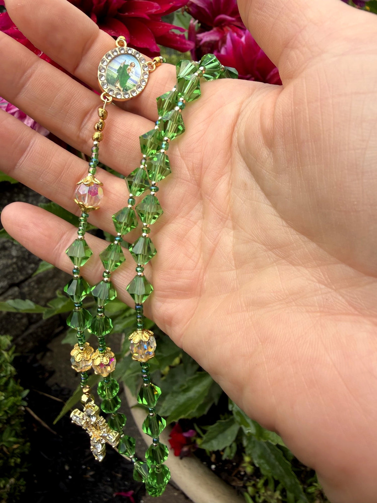 St. Jude Crystal Gold Rosary