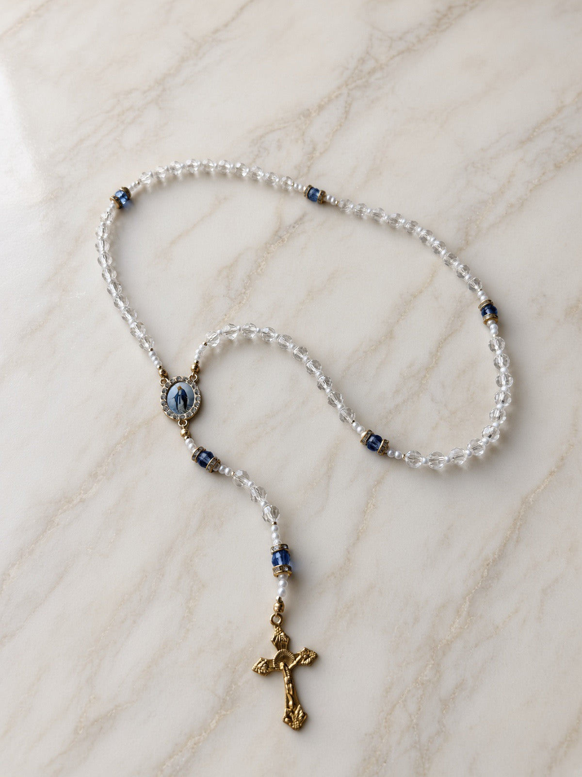 Our Lady of Grace Rosary — Crystal & Pearl