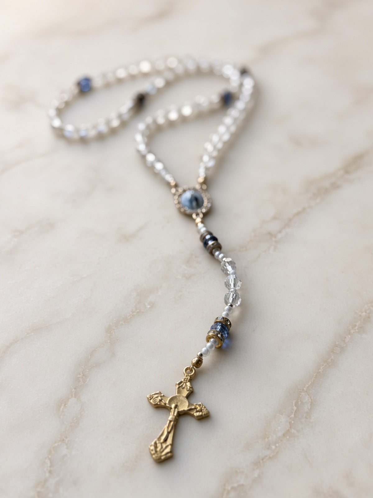 Our Lady of Grace Rosary — Crystal & Pearl